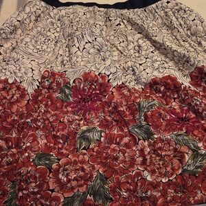 Anthropologie Floral Red and White Women's Skirt